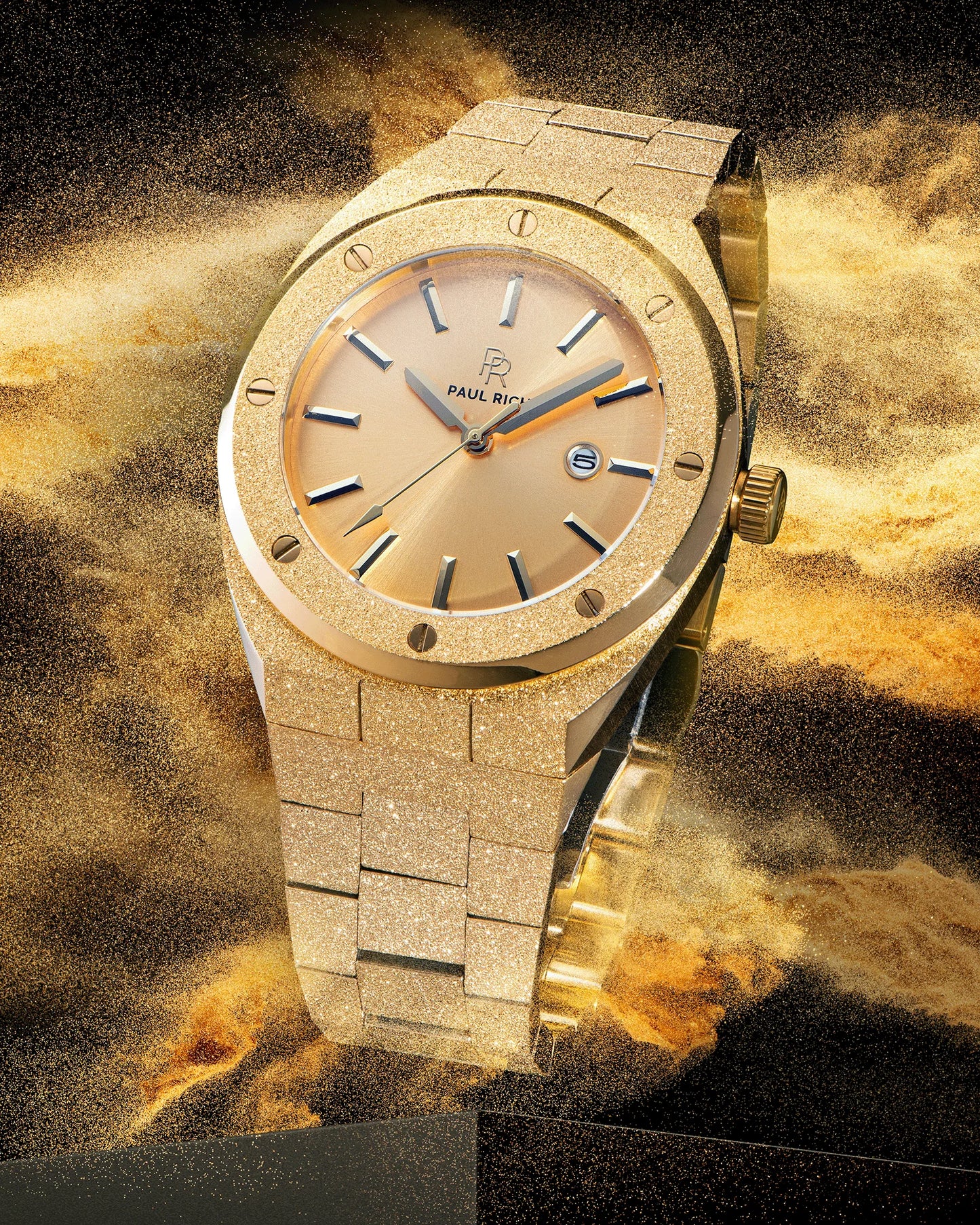 Paul Rich Frosted Midas Touch Gold | All-Gold Signature Watch | Sunray Dial | 45mm