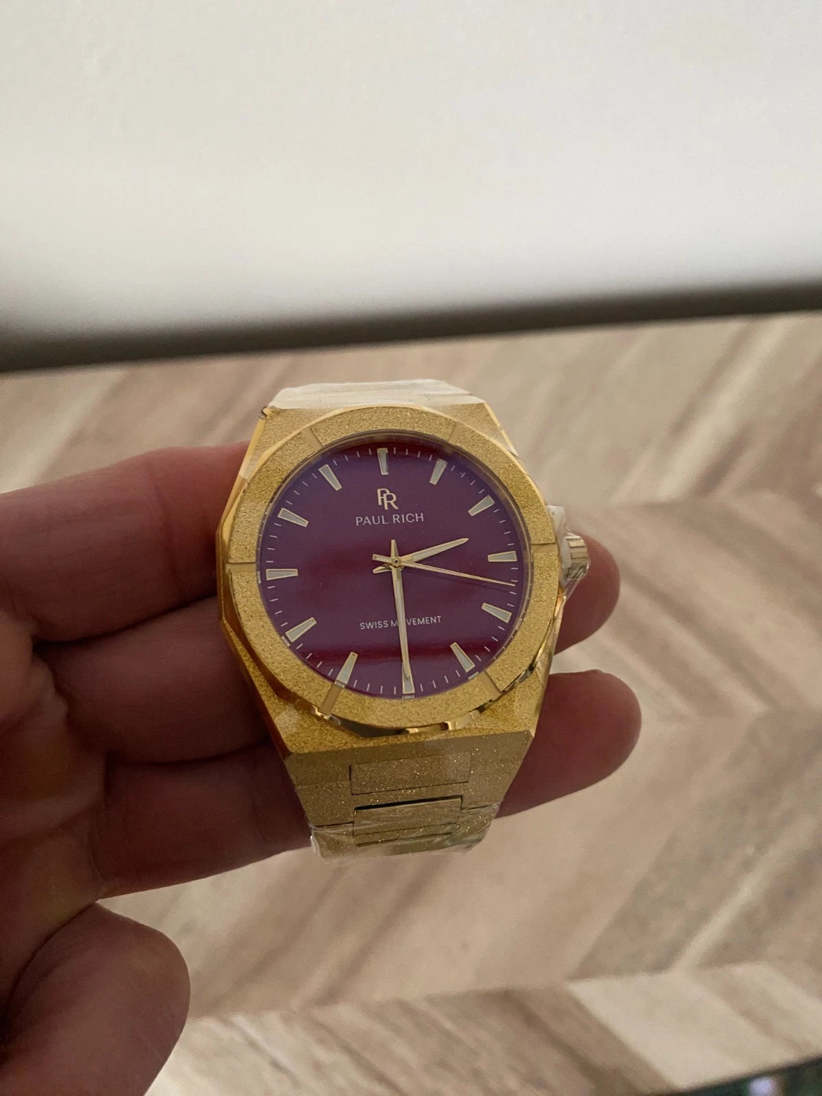 Paul Rich Frosted Star Dust II Gold Red Dial 43mm Watch product image from The Wrist Supply