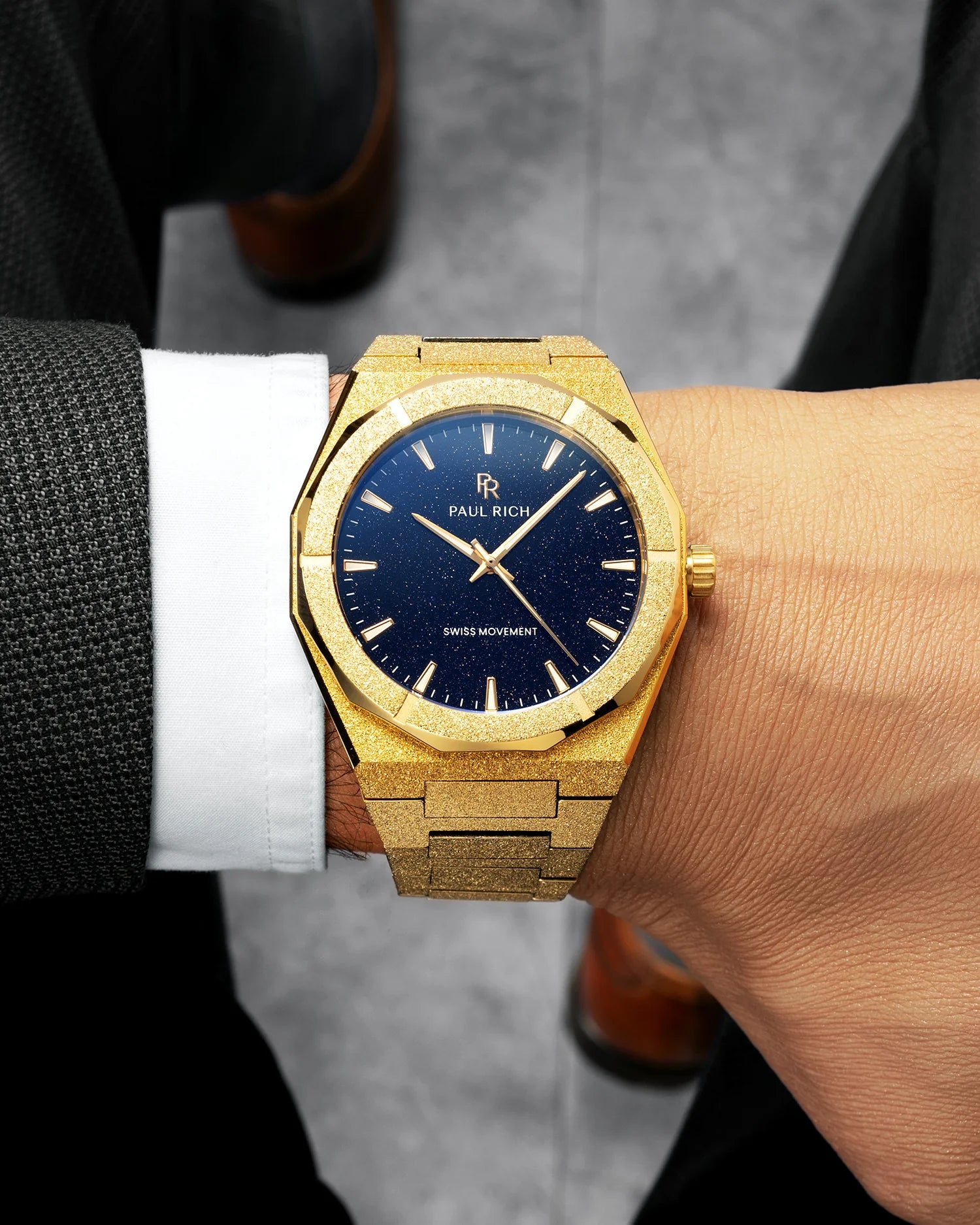 Paul Rich Frosted Star Dust II Gold Blue Dial Watch product image from The Wrist Supply
