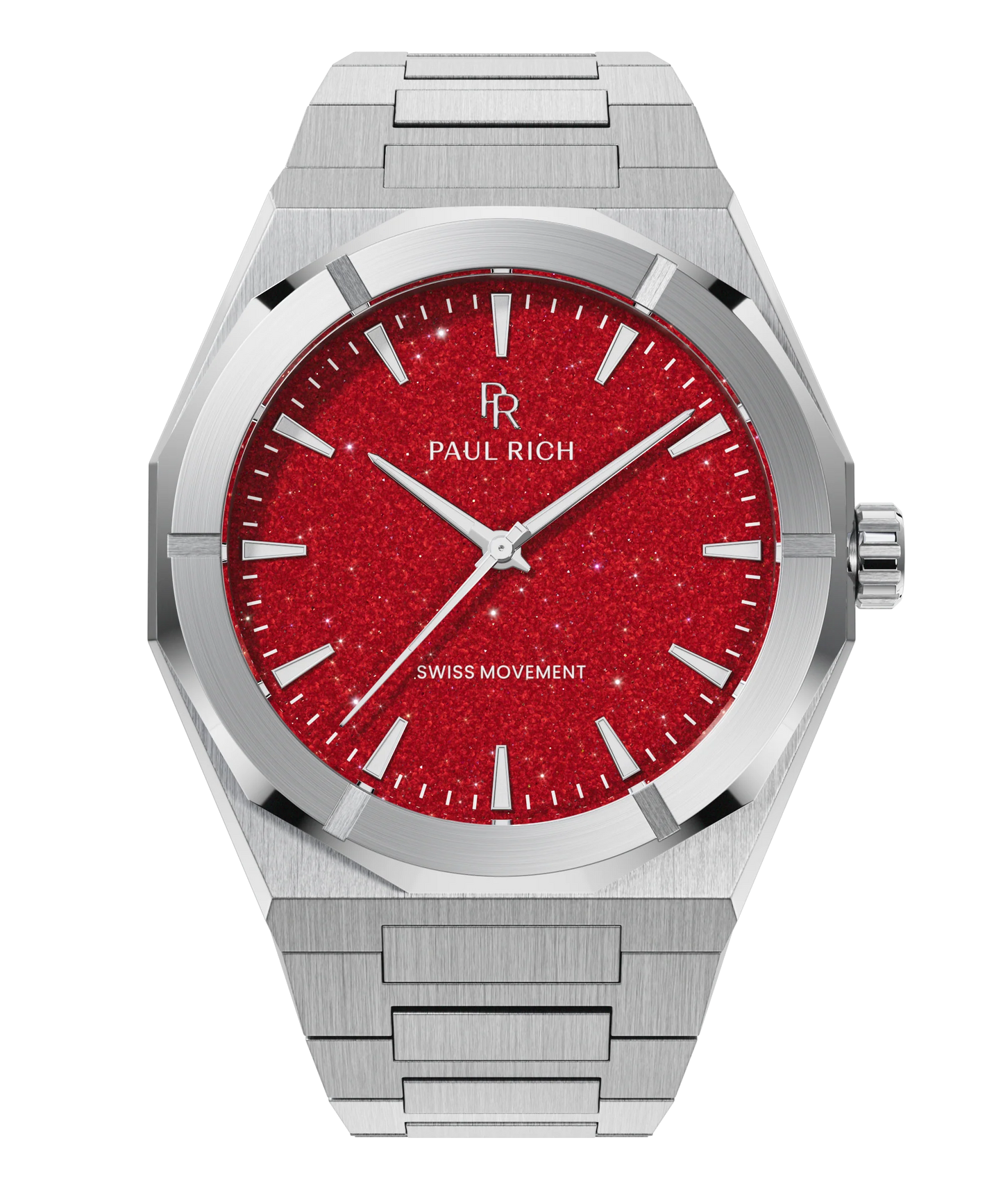 Paul Rich Star Dust II Silver Red Dial Watch product image from The Wrist Supply