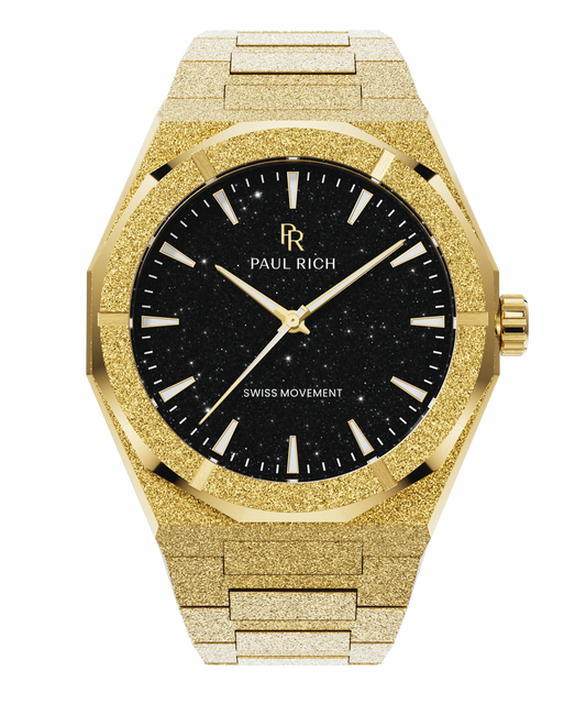 Paul Rich Frosted Star Dust II Gold Black Dial Watch product image from The Wrist Supply