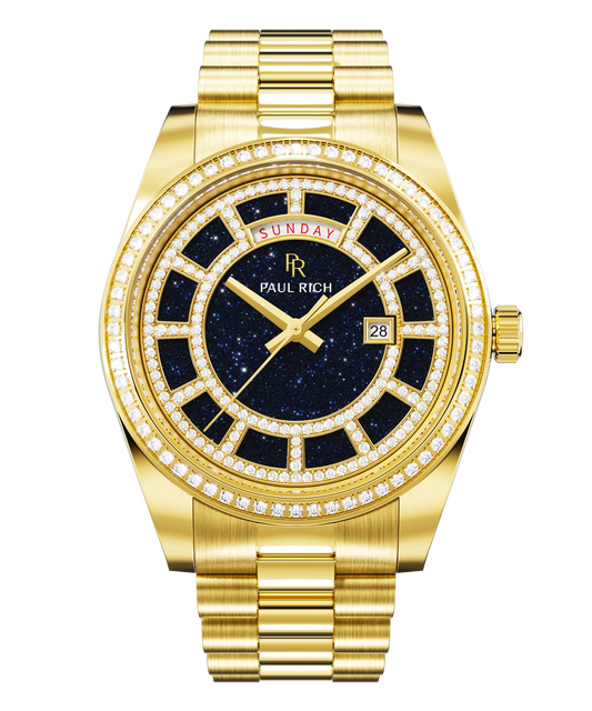 Paul Rich Crown Legacy Gold – Aventurine Blue | Pavé Bezel | Jubilee Bracelet | 40mm