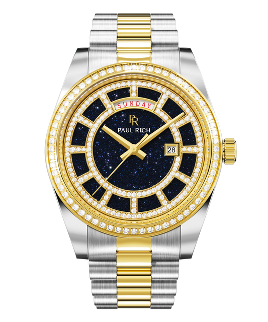 Paul Rich Crown Legacy Silver Gold – Aventurine Blue | Two-Tone Pavé Bezel | Jubilee Bracelet | 40mm