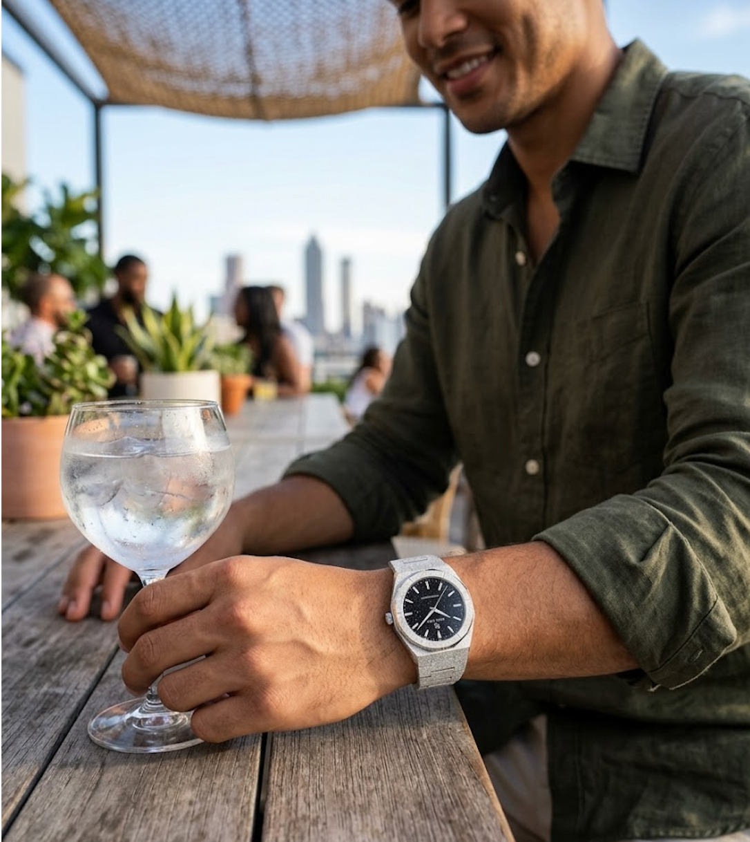 Paul Rich Frosted Star Dust II Void Silver Black Dial Watch product image from The Wrist Supply