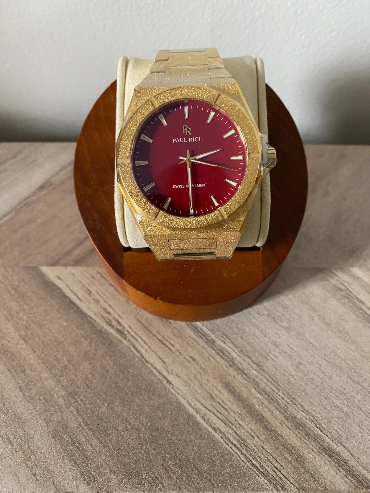 Paul Rich Frosted Star Dust II Gold Red Dial 43mm Watch product image from The Wrist Supply