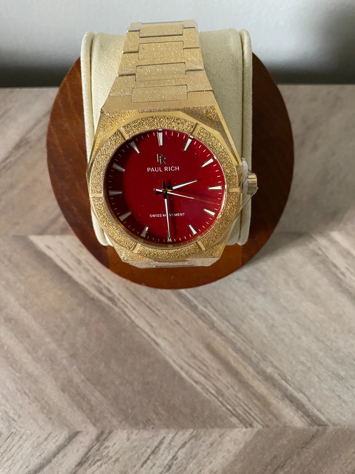 Paul Rich Frosted Star Dust II Gold Red Dial 43mm Watch product image from The Wrist Supply